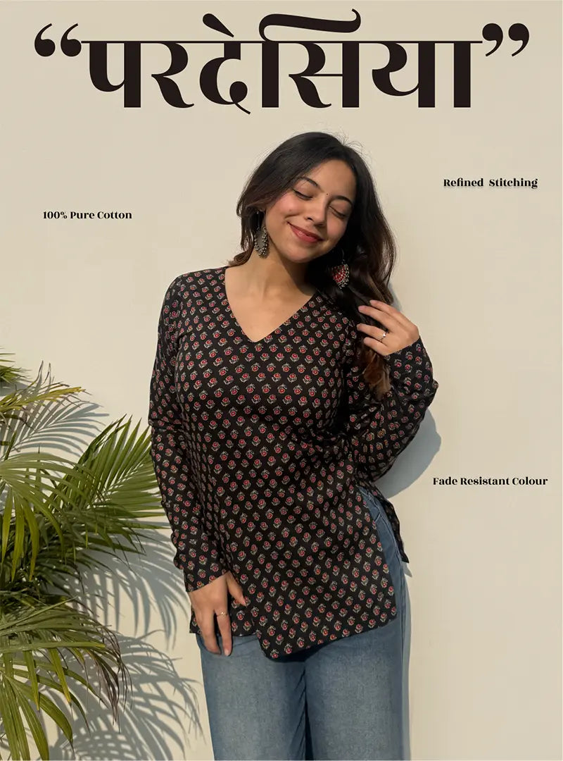 Pardesiya Straight Sleeves Kurti by Evara