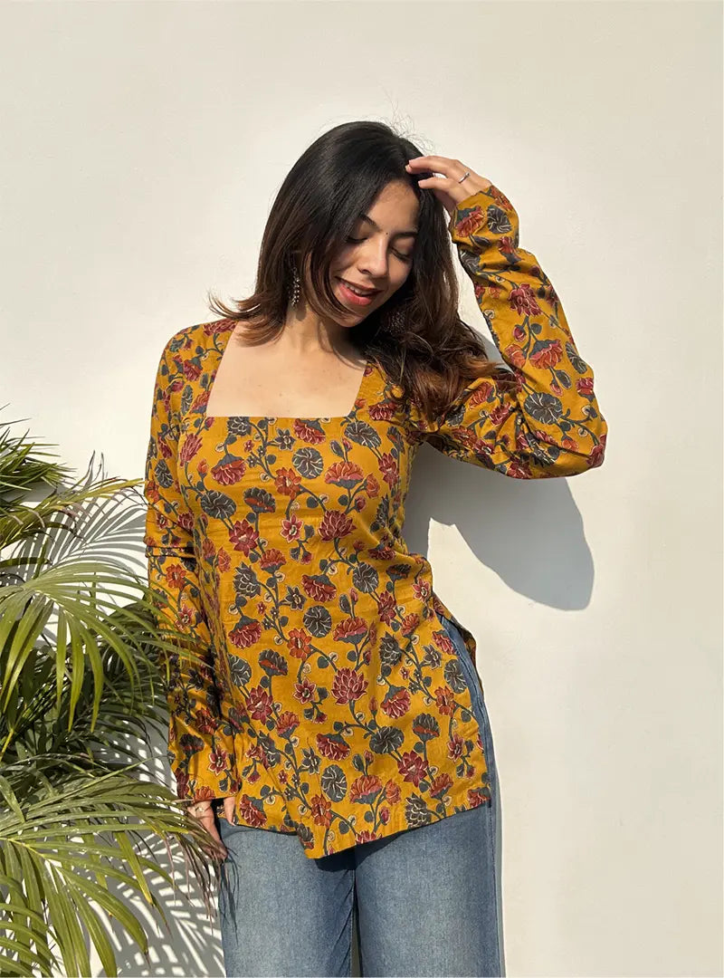 Magan Square Neck Kurti by Evara